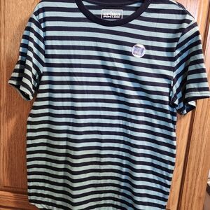 Men's Urban Pipeline Black and Teal Striped Short-Sleeve Tee